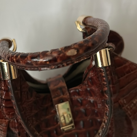 Brahmin Luxurious Brown Crocodile Skin Imprint Leather Elisa Handbag Purse 🌺🌺 - Picture 10 of 15